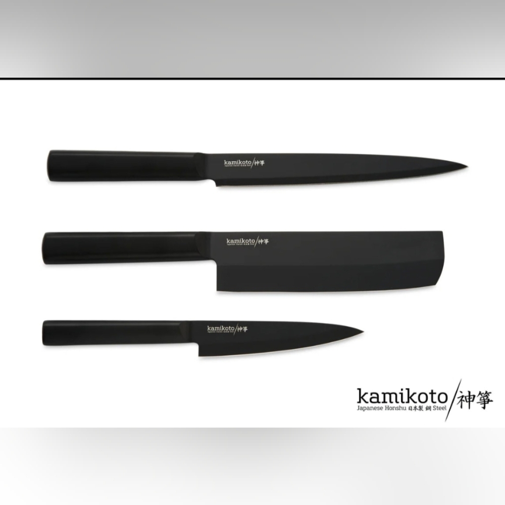 Kamikoto Black Knife Set Gift Japanese Steel Kitchen Knives Culinary Chef Gift - Picture 2 of 5